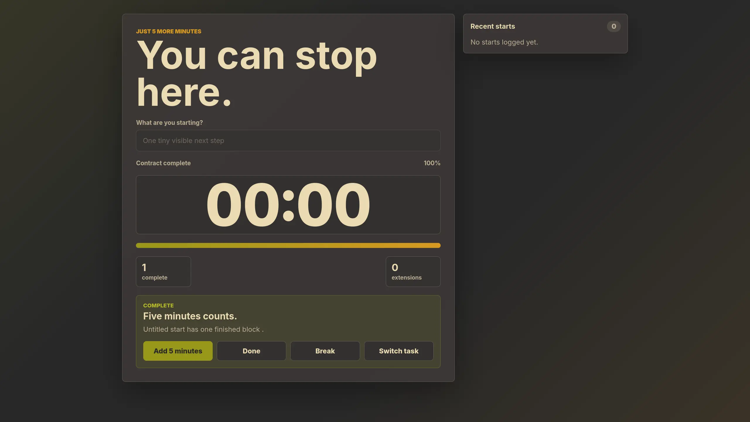 An early version of 5 Minute Grove